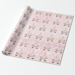 Unicorn Sparkl Glitter Rosa Blommigt Pastel Girly Presentpapper