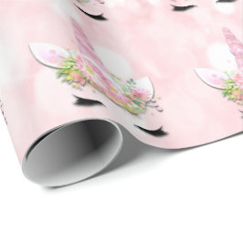 Unicorn Sparkl Glitter Rosa Blommigt Pastel Girly Presentpapper