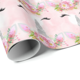 Unicorn Sparkl Glitter Rosa Blommigt Silver Blommi Presentpapper