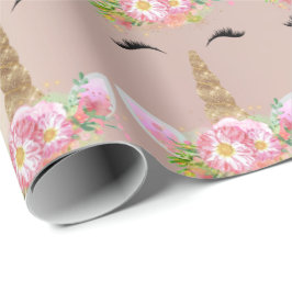 Unicorn Sparkl Glitter Rosa Guld Blommigt Ro  Presentpapper