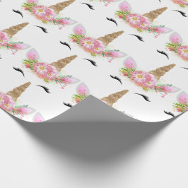 Unicorn Sparkl Glitter Rosa Guld Blommigt Ro White Presentpapper