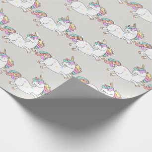Unicorn Sparkl Glitter Rosa Sweet Candy Baby Grått Presentpapper