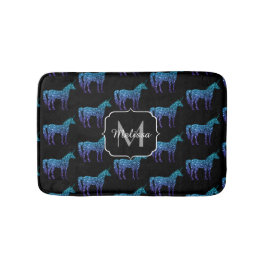 Unicorn Sparkles aqua blue ombre mönster Monogram Badrumsmatta