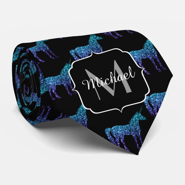 Unicorn Sparkles aqua blue ombre mönster Monogram Slips (Rullad)