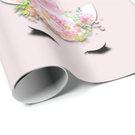 Unicorn Sparkly Glitter Rosa Fairly Blommigt Paste Presentpapper