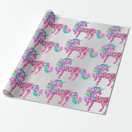 Unicorn Sparkly Glitter Rosa Fairly Silver Glam Presentpapper