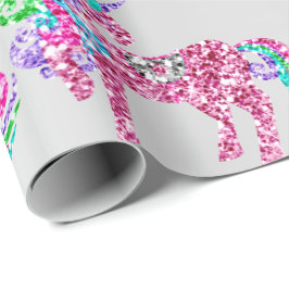 Unicorn Sparkly Glitter Rosa Fairly Silver Glam Presentpapper