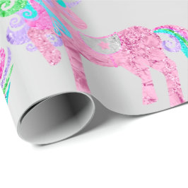 Unicorn Sparkly Glitter Rosa Fairly Silver Metall Presentpapper