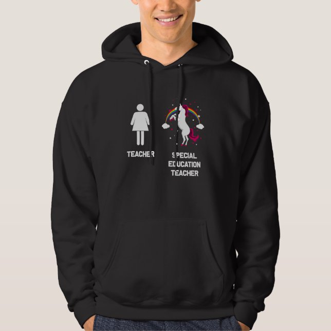 Unicorn Special Educator Teacher Back To School Hoodie (Framsida)