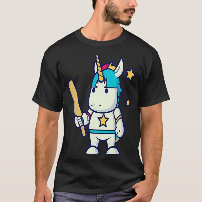 Unicorn spelar Cricket Cricket Player T Shirt (Framsida)