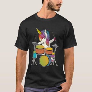 Unicorn spelar Drums Magic Drummer Music Musici T Shirt
