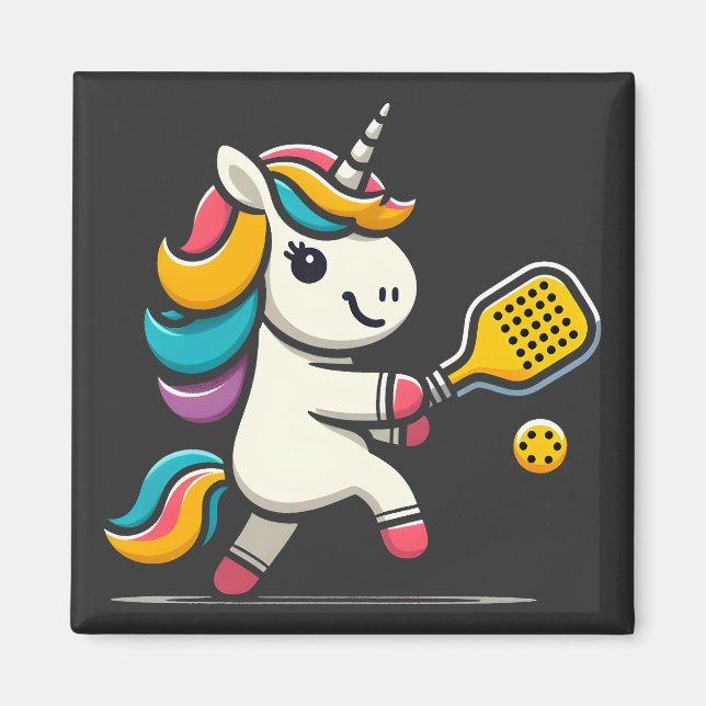 Unicorn spelar Pickleball Player Älskare Kids Wome Magnet (Framsidan)