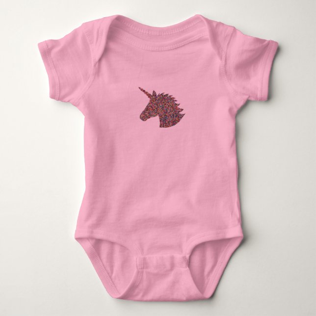 Unicorn Sprinkle Print Rosa Baby Bodykostym T-shirt (Framsida)