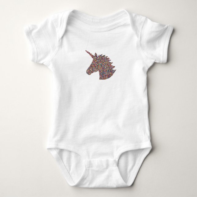 Unicorn Sprinkle Print Rosa Baby Bodykostym T Shirt (Framsida)