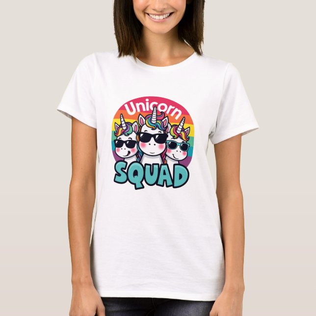 Unicorn Squad Einhorn Einhörner Regenbogen T Shirt (Framsida)