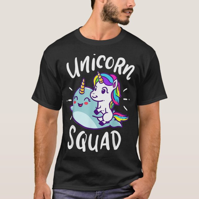 Unicorn Squad Narwhal Funny Cute Birthday Party Pr T Shirt (Framsida)