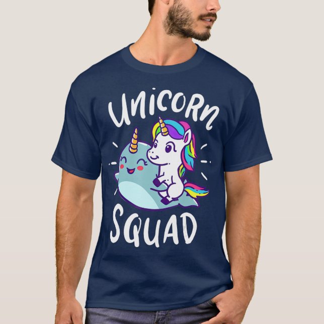 Unicorn Squad Narwhal Funny Cute Birthday Party T Shirt (Framsida)