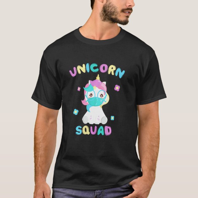 Unicorn Squad Unicorn Wearing Ansikte Mask T Shirt (Framsida)