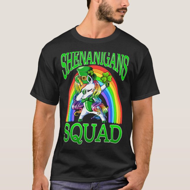 Unicorn-St patrick's day i Shenanigans Squad T Shirt (Framsida)