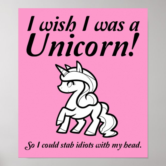 Unicorn Stabbing Funny Poster Sign (Framsidan)