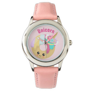 Unicorn - Stainless Steel Leather Strap Watch Armbandsur