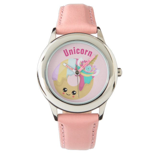 Unicorn - Stainless Steel Leather Strap Watch Armbandsur (Framsida)