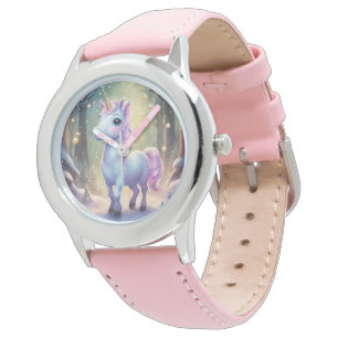 Unicorn - Stainless Steel Rosa Leather Strap Watch Armbandsur