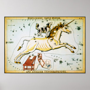 Unicorn Star Chart - Monoceros Constellation Poster