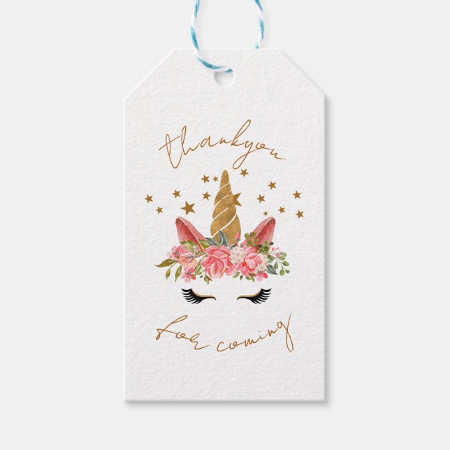 Unicorn Star Party Tack för kommande Presentetikett (Framsidan)