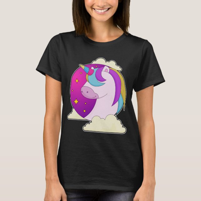 Unicorn Stars Clouds T Shirt (Framsida)