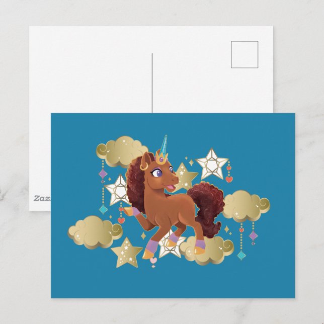 Unicorn Stars & Clouds Vykort (Fram/baksida)
