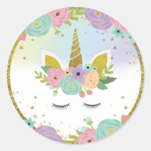 Unicorn Sticker Runt Klistermärke