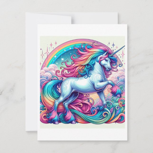 Unicorn Study H - Fantasy AI Julkort (Framsida)