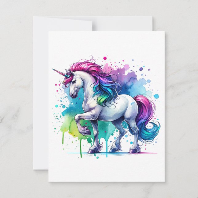 Unicorn Study L. - Fantasy AI Julkort (Framsida)