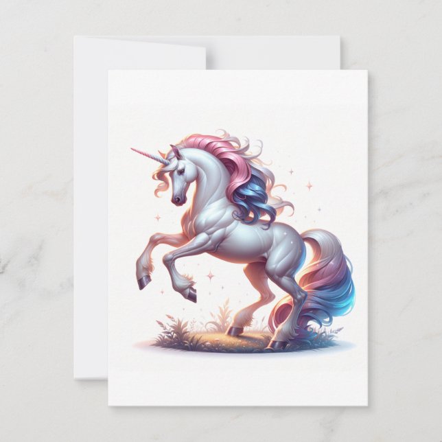Unicorn Study N - Fantasy AI Julkort (Framsida)