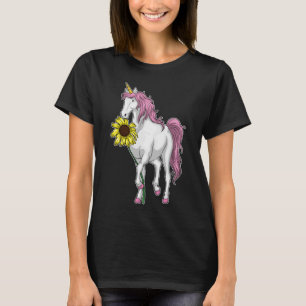 Unicorn Sunblommor Flower T Shirt