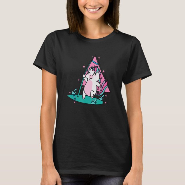 Unicorn surfing Mythical Creature Sport T Shirt (Framsida)