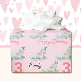 UNICORN Sweet Little Girl's Namn Birthday Presentpapper