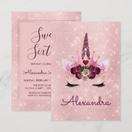 Unicorn Sweet sixteen födelsedag i Gnistran ro Inbjudningar