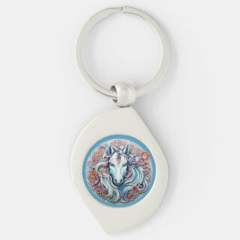 Unicorn Swirl Silverfärgad Nyckelring
