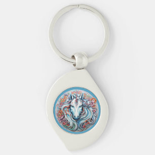 Unicorn Swirl Silverfärgad Nyckelring