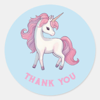 Unicorn Tack Stickers - Round Blue Runt Klistermärke