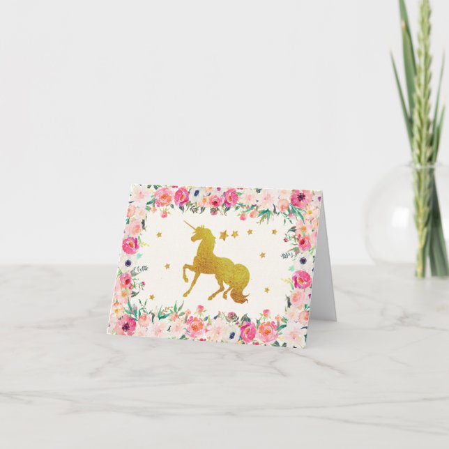 Unicorn Tack You Card Kort (Framsida)