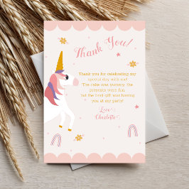 Unicorn Tack You Card Magic Rosa Pastel Note