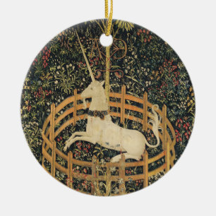 Unicorn Tapestries Captivity Medieval Tapestry Julgransprydnad Keramik