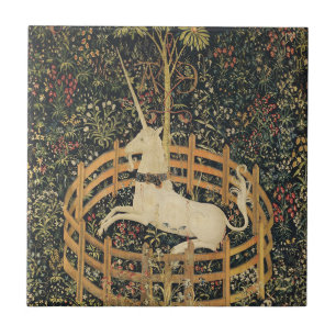 Unicorn Tapestries Captivity Medieval Tapestry Kakelplatta
