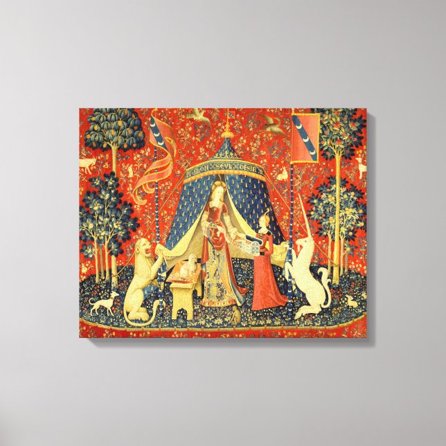 Unicorn Tapestries Dam Legend Medieval Canvastryck (Framsida)