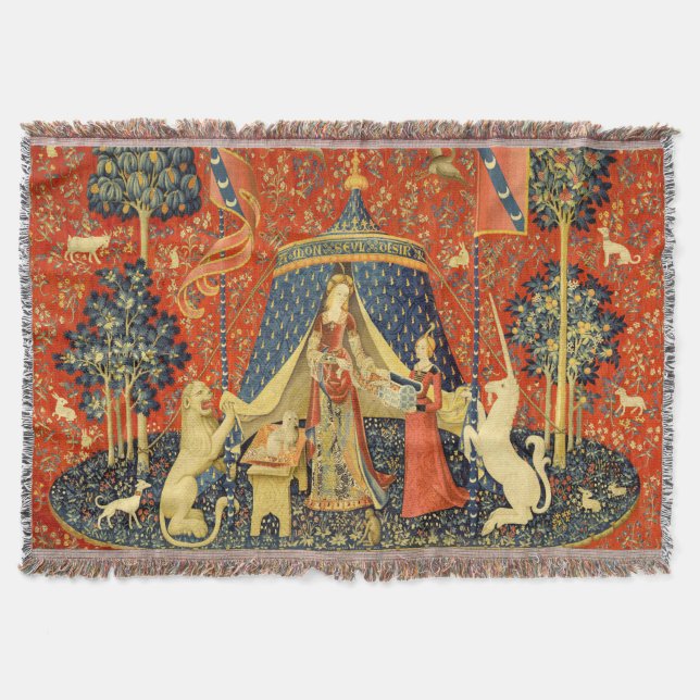 Unicorn Tapestries Dam Legend Medieval Filt (Framsidan)