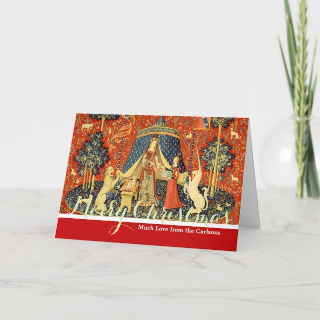 Unicorn Tapestries Dam Legend Medieval Helgkort (Framsida)
