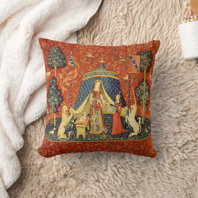 Unicorn Tapestries Dam Legend Medieval Kudde (Filt)